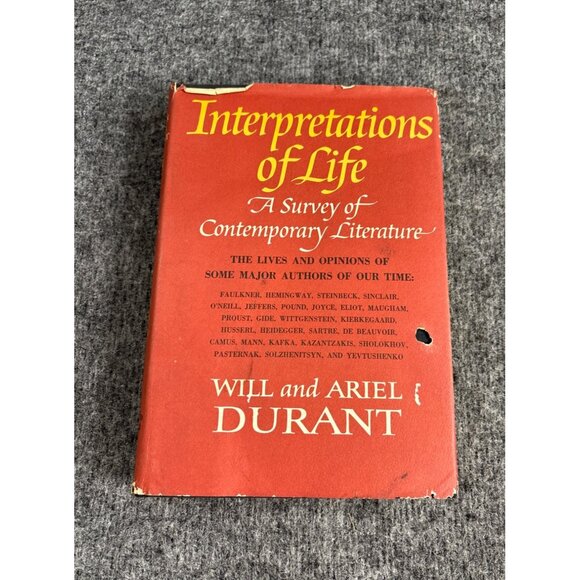 Simon and Schuster Other - Interpretations Of Life By Durant 1st Printing 1970 Hardcover W/Dust Jacket